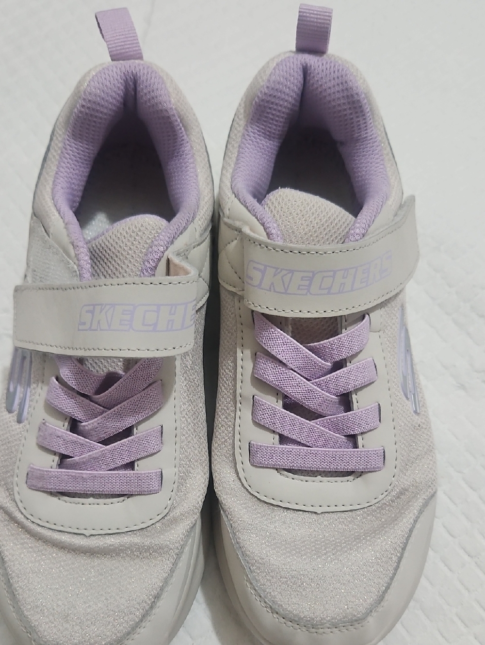 Skechers Kids' Lavender and White Hook-and-Loop Athletic Sneakers